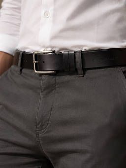 Crabby Hunt - Men's Black Leather Belt