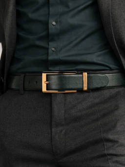 Crabby Hunt - Men's Gun Metal Reversible Leather Belt