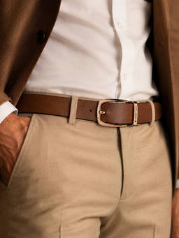 Crabby Hunt - Men's Metro Choco Gold Reversible Leather Belt