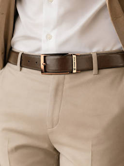 Crabby Hunt - Men's Rose Gold Reversible Leather Belt