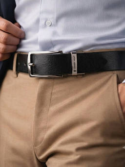 Crabby Hunt - Men's Reversible Apollo Gunmetal Square Buckle Leather Belt