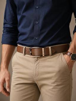 Crabby Hunt - Men's Reversible Leather Apollo Round Buckle Chocolate Belt