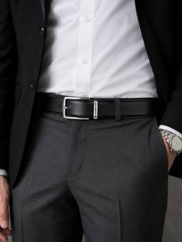 Crabby Hunt - Men's Reversible Leather Metro Silver Belt