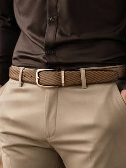Crabby Hunt - Men's Reversible Leather Ranger Round Buckle Chocolate Belt