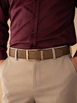 Crabby Hunt - Men's Reversible Leather Ranger Square Buckle Chocolate Belt