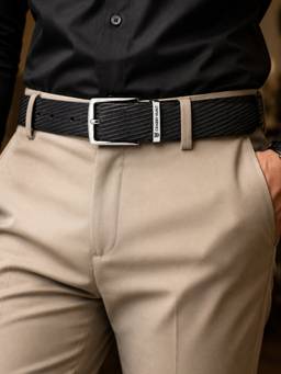 Crabby Hunt - Men's Reversible Leather Ranger Silver Belt