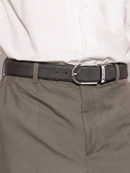 Crabby Hunt - Men's Reversible Apex Silver Round Buckle Leather Belt