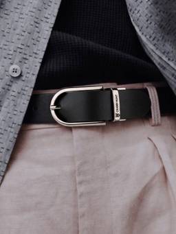 Crabby Hunt - Men'S Damms Silver Round Buckle Reversible Leather Belt