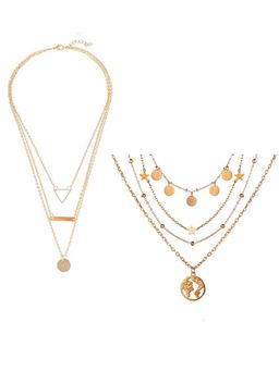 Jewels Galaxy - Jewellery For Women Gold-Plated Layered Necklace (Set of 2)