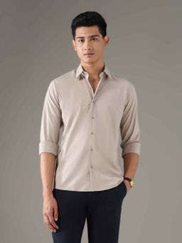 Arrow Newyork - Mens Beige Slim Fit Seersucker Shirt