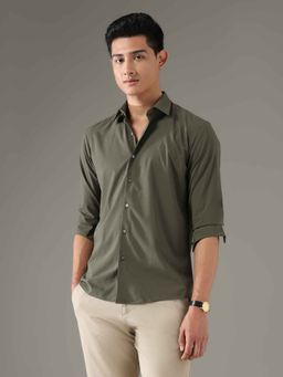 Arrow Newyork - Mens Green Slim Fit Seersucker Shirt