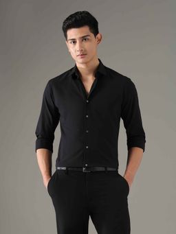 Arrow Newyork - Mens Black Slim Fit Seersucker Shirt