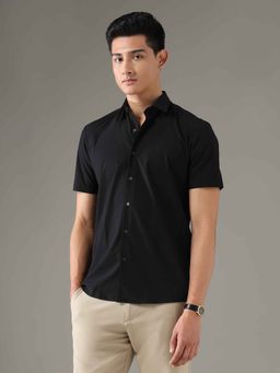 Arrow Newyork - Mens Black Slim Fit Seersucker Shirt