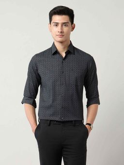 Arrow - Mens Black Geometric Printed Manhattan Slim Fit Shirt