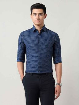 Arrow - Mens Blue Geometric Manhattan Slim Fit Shirt