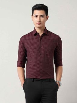 Arrow - Mens Red Geometric Manhattan Slim Fit Shirt