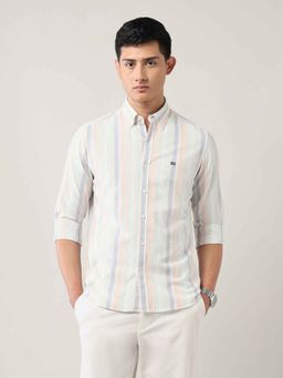 Arrow Sports - Mens Multi-Color Pure Cotton Vertical Striped Shirt