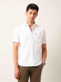 Arrow Sports - Mens White Solid Oxford Air Soft Shirt