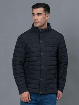 Red Tape - Black Solid Polyester Mens Padded Jacket