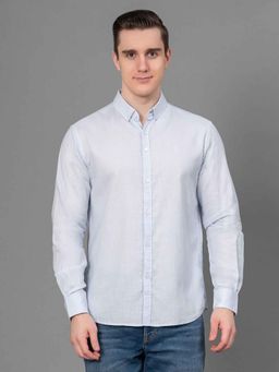 Red Tape - Ice Blue Solid Cotton Canvas Mens Shirt