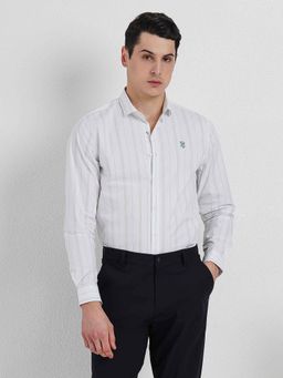 Red Tape - Mens White Striped Cotton Nylon Spandex Shirt