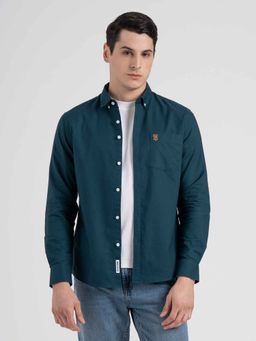 Red Tape - Men Teal Oxford Solid Pure Cotton Loose Fit Shirt