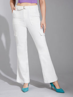 LIFE WITH POCKETS - Women's White High Rise Stretchable Jeans