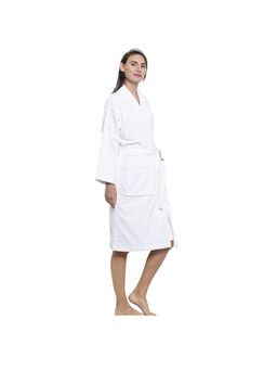 MYTRIDENT - Soft Comfort 100% Cotton Shawl Collar Bathrobe, Dressing Gown, (Dream White)