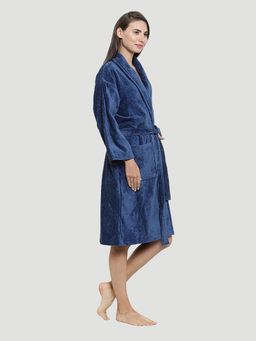 MYTRIDENT - Soft Comfort Cotton Shawl Collar Bathrobe, Medssing Gown, (Medieval Blue)
