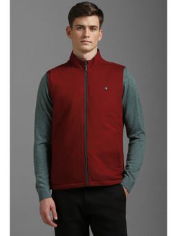 Louis Philippe - Men Casual Maroon Solid Jackets