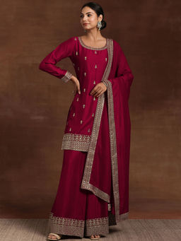 Libas - Women Pink Embroidered Kurta with Palazzo & Dupatta (Set of 3)