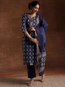 Libas - Women Blue Printed Kurta with Pant & Dupatta (Set of 3)