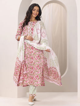 Libas - Women Pink Floral Kurta with Pant & Dupatta
