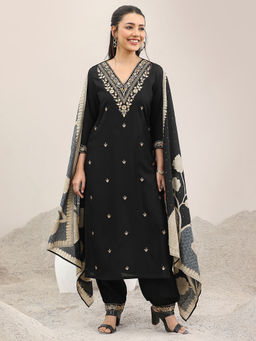 Libas - Women Black Embroidered Kurta with Salwar & Dupatta (Set of 3)
