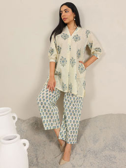 Libas - Women Off White Floral Kurta with Palazzo (Set of 2)
