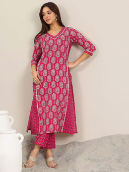 Libas - Women Pink Printed Kurta with Pant (Set of 2)
