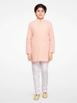 Jeetethnics - Boys Peach Kurta Pyjama (Set of 2)