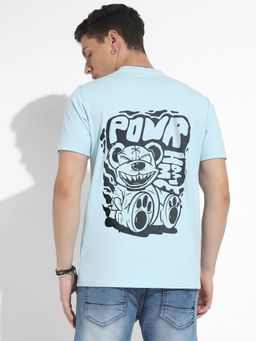 CAHOOT - Men Icy Blue Basic Regular Fit T-Shirt