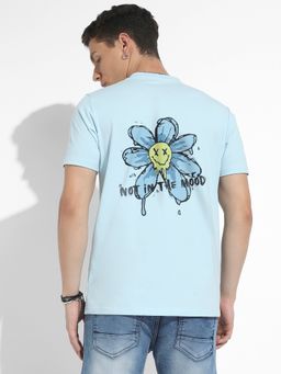 CAHOOT - Men Icy Blue Basic Regular Fit T-Shirt