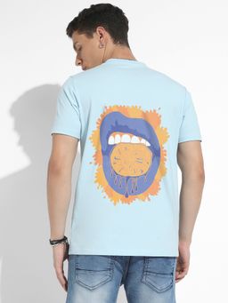 CAHOOT - Men Icy Blue Basic Regular Fit T-Shirt
