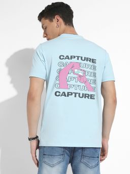 CAHOOT - Men Icy Blue Basic Regular Fit T-Shirt