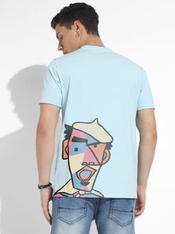 CAHOOT - Men Icy Blue Basic Regular Fit T-Shirt
