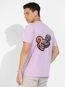 Campus Sutra - Men Lilac Basic Regular Fit T-Shirt