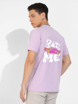 Campus Sutra - Men Lilac Basic Regular Fit T-Shirt