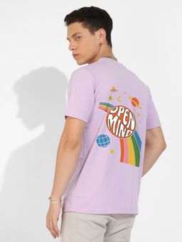 Campus Sutra - Men Lilac Basic Regular Fit T-Shirt