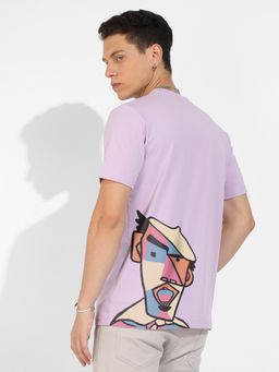 Campus Sutra - Men Lilac Basic Regular Fit T-Shirt