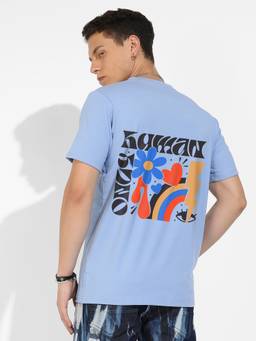 CAHOOT - Men Blue Basic Regular Fit T-Shirt