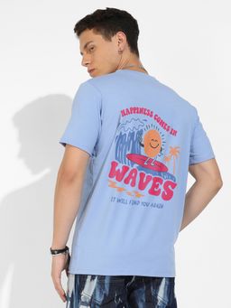 CAHOOT - Men Blue Basic Regular Fit T-Shirt