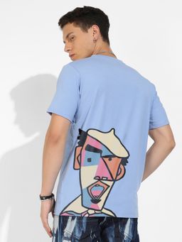 CAHOOT - Men Blue Basic Regular Fit T-Shirt