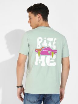 Campus Sutra - Men Sage Green Basic Regular Fit T-Shirt